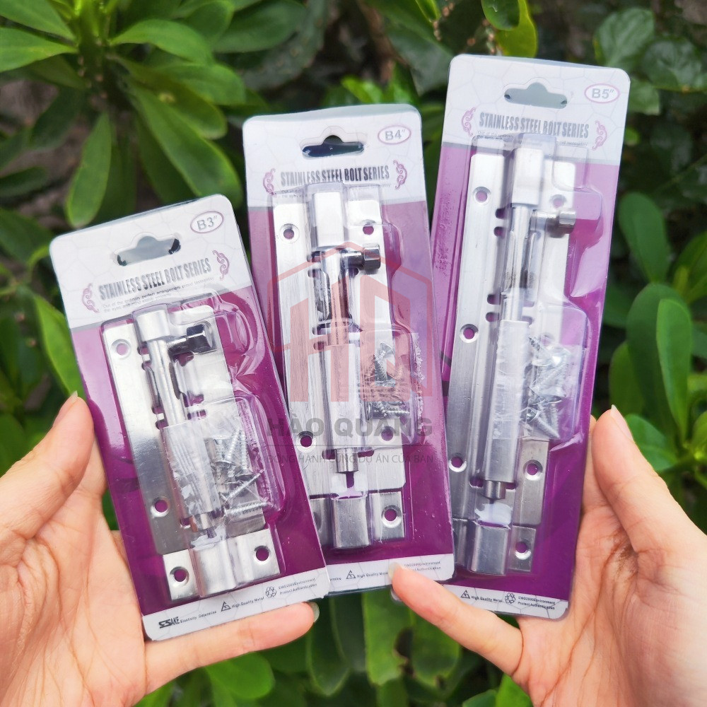 Chốt Cửa Thép Không Rỉ Cao Cấp – Chốt Gài Cửa Đủ Kích Thước Kèm Vít, Bền Đẹp, Chống Oxy Hóa