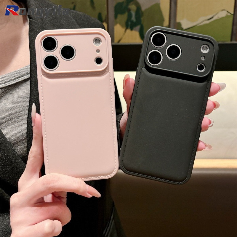 Ốp điện thoại phồng thời trang cho iPhone 17 Pro Max Air 16 Pro Max 15 14 13 12 11 Pro Max 16 15 14 Plus Vỏ màu trơn dễ thương Bảo vệ ống kính Vỏ mềm chống sốc