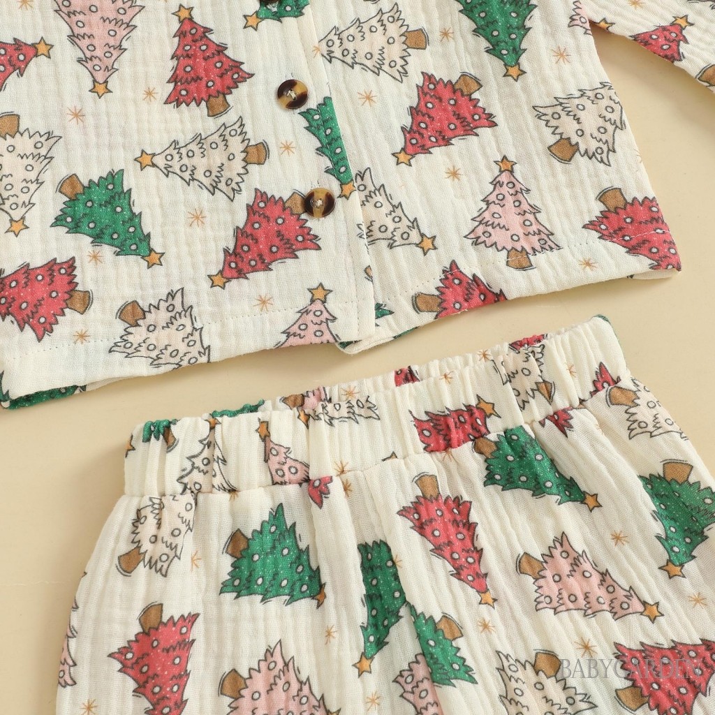 Bộ đồ ngủ Giáng sinh cho bé trai 1-5 tuổi Bộ đồ ngủ dài tay Cây / Gingerbread Man In áo sơ mi và quần Loungewear