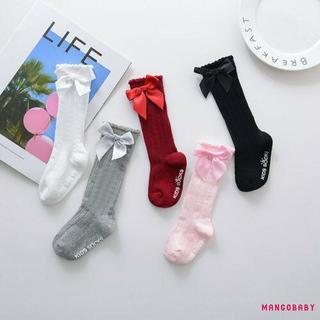 MG-Girls 'Ống Tất Màu Nơ In Chữ Thời Trang Thoáng Khí Ấm Áp Vớ