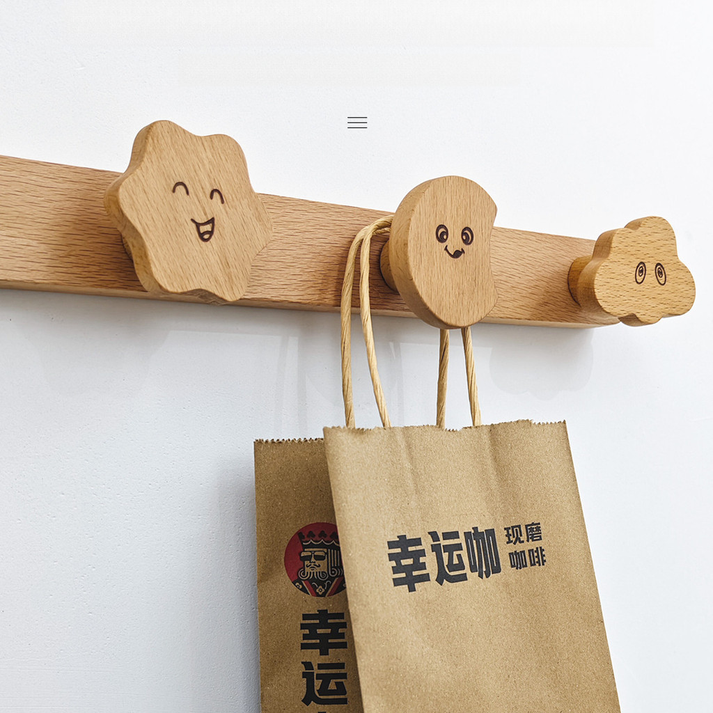 Hoạt Hình Dễ Thương Không Khoan Móc Gỗ Chắc Chắn, Móc Bảo Quản, Móc Treo Tường Đa Năng, Lối Vào Phòng Ngủ