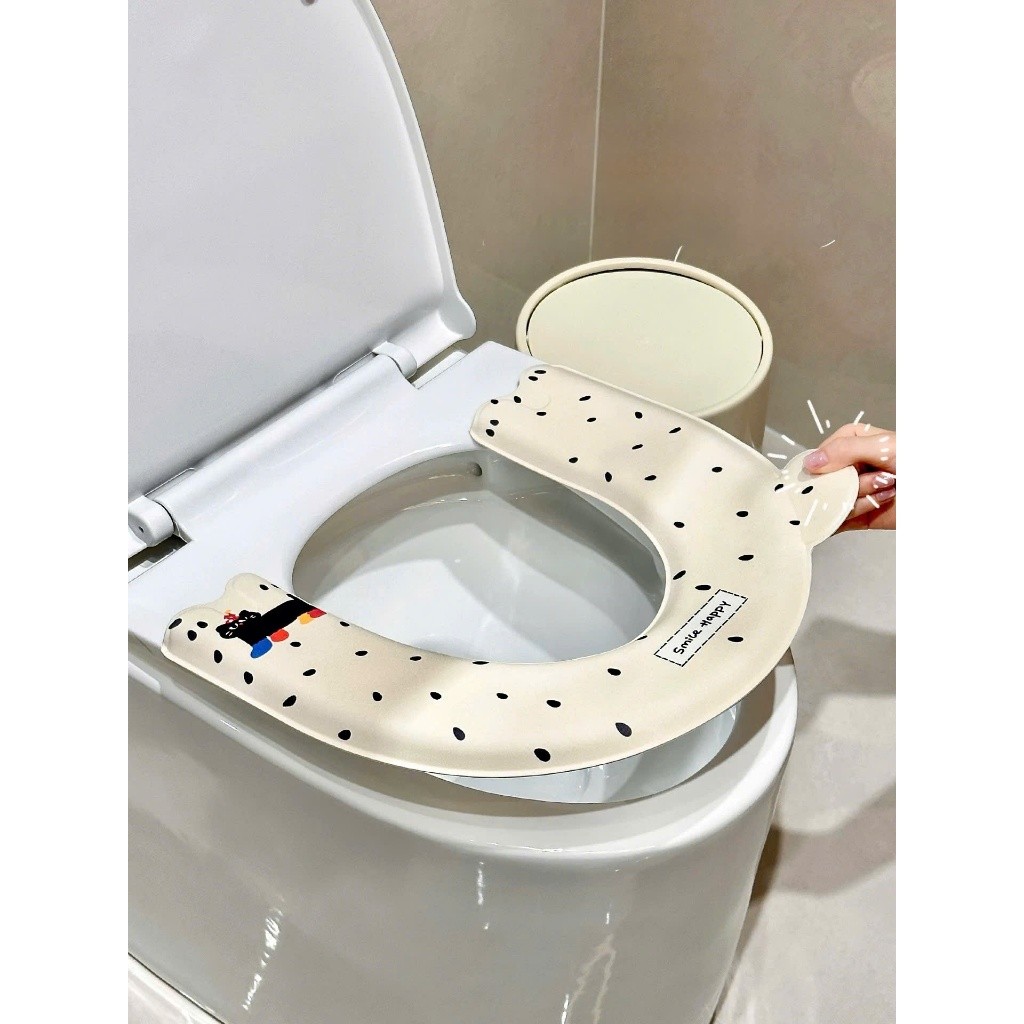 Đệm Lót Bồn Cầu Giữ Ấm Mùa Đông Chống Vi Khuẩn EVA Chống Thấm In Họa Tiết Xinh Xắn