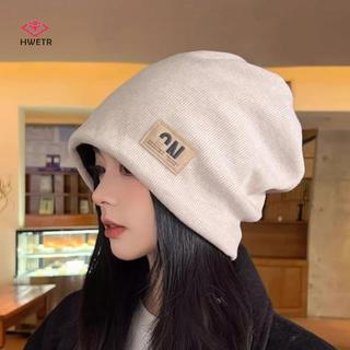 HWETR Thời Trang Chữ Dệt Kim Mũ Cotton Cho Nữ Màu Trơn Baggy Slouchy Beanie Hip Hop Thường Ngày Thu Đông Ấm Áp Mới