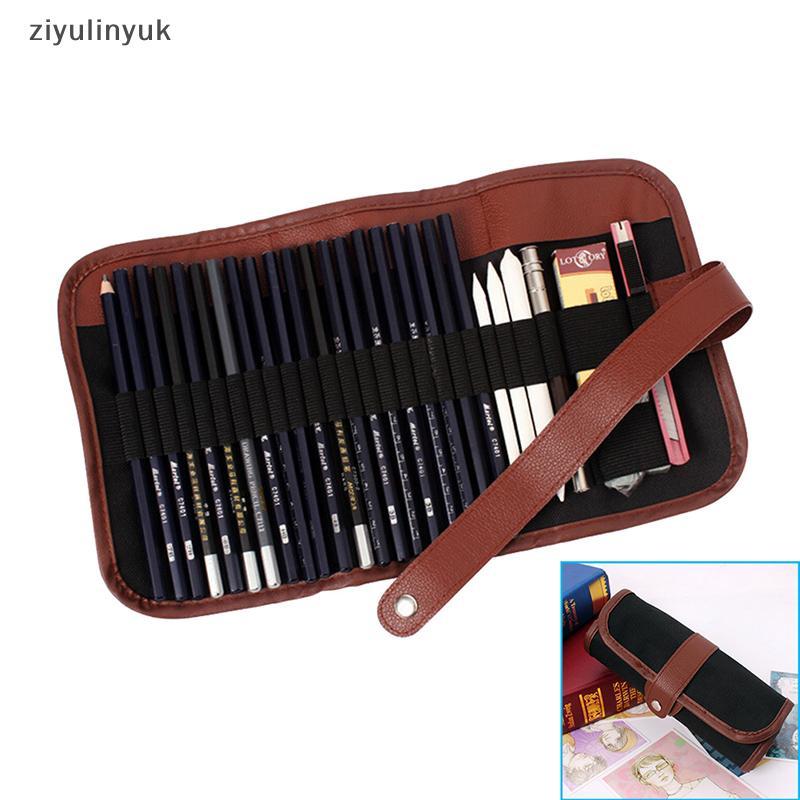 Ziyulinyuk 24 Cái Bộ Phác Thảo Bút Chì Trường Hợp Than Mở Rộng Bút Chì Bóng Cắt Túi Vẽ EN