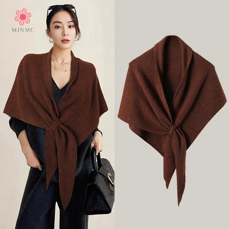 Mùa Đông Cardigan Cape Len Pha Trộn Dày, Ấm Áp với Họa Tiết Tam Giắc
