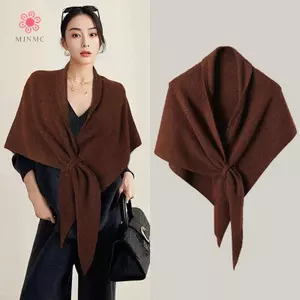 Mùa Đông Cardigan Cape Len Pha Trộn Dày, Ấm Áp với Họa Tiết Tam Giắc