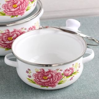 Dày 16-20CM Bộ Ba Mảnh Men Nồi Canh Hai Ear Nồi Luộc Nồi Mì Ăn Liền Bát Lẩu Nhỏ Lard Bát