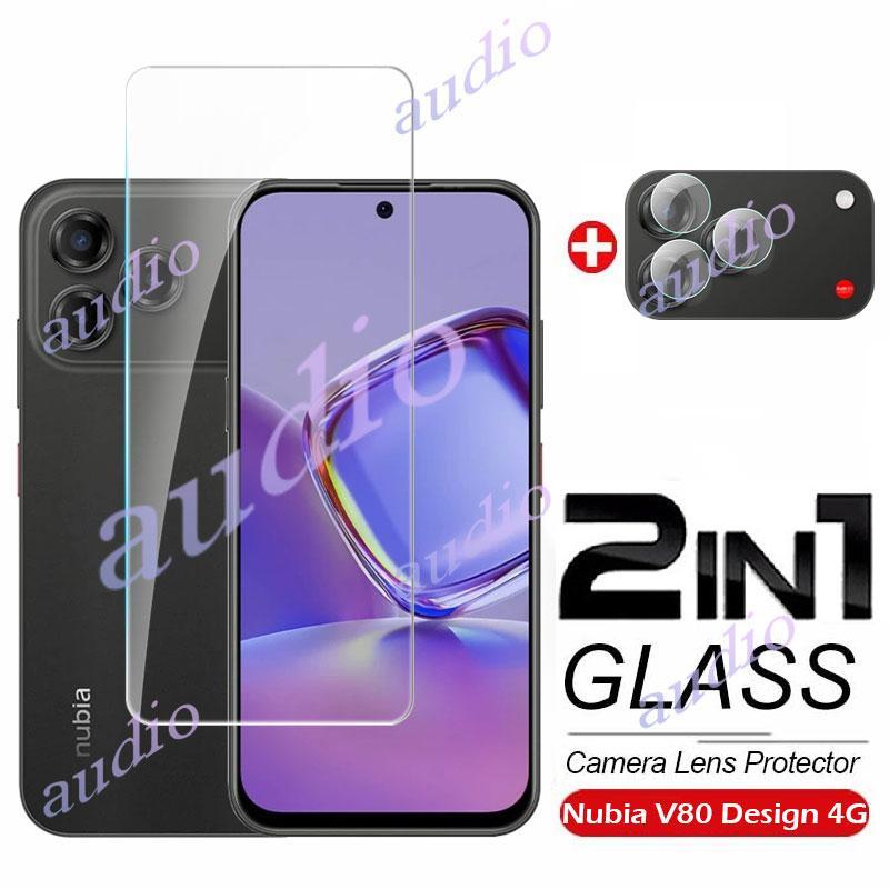 Nubia V80 Design 4G 2In1 Kính Cường Lực Toàn Màn Hình Phim Có Bảo Vệ Ống Kính Máy Ảnh Cho ZTE Blade V80 Thiết Kế BladeV80 4G Bảo Vệ Màn Hình Bao Phim Cho ZTE Nubia V80 Thiết Kế 4G