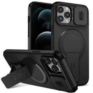 Dành cho iphone 12 Pro Max Ốp điện thoại có nắp máy ảnh trượt Chân đế từ tính Vỏ mỏng chống sốc