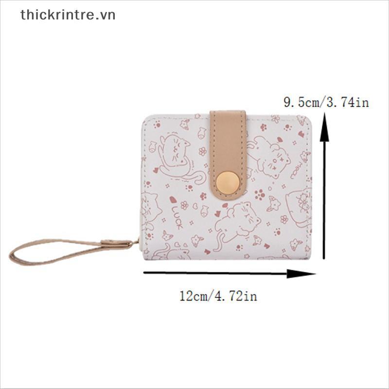 THI Dễ Thương Da Ví Đựng Tiền Xu Nữ Thời Trang Ví Ngắn Gấp Dây Kéo Ví Đựng Thẻ ID Du Lịch Nhẹ Tiền Mặt Túi Đồng Xu VN