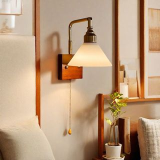 AIMI Đèn Tường Bắc Âu Rèn Sắt Kính Có Dây Kéo Công Tắc Led Quán Cà Phê Phòng Khách Đầu Giường Đèn Trang Trí Hành Lang Cầu Thang Đèn Tường