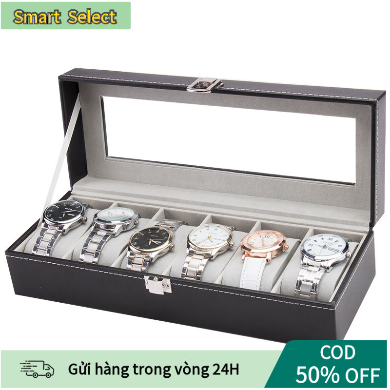 【COD】Hộp đựng đồng hồ 6 ngăn vỏ da cao cấp có khóa với thiết kế tinh tế và nhỏ gọn bảo vệ đồng hồ khỏi bụi bẩn