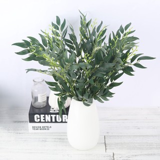 57cm Bắc Âu Nhân Tạo Lá Liễu Thẩm Mỹ Trang Trí Nhà Cây Giả Nhánh Tiệc Cưới DIY Lá Cây Xanh Chụp Ảnh Chống Đỡ Cảm Ứng Thật