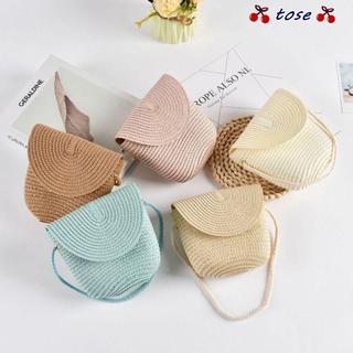 Túi Rơm TOSE, Túi Xách Ống Hút Mini Handmade, Ví Đựng Tiền Xu Hình Vỏ Túi Đi Biển Mùa Hè Trẻ Em