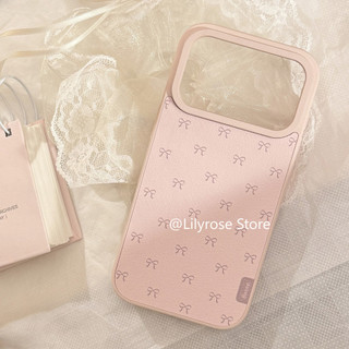 Ốp Da Nơ Màu Hồng Cho iPhone 17ProMax 17Po 17 16ProMax 16Pro 16 15ProMax 15Pro 15 14ProMax 14Pro 14 13ProMax 13Pro 13 Apple iPhone Case Hàn Quốc TPU Cứng
