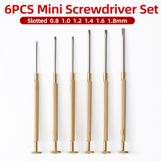 Bộ tuốc nơ vít chính xác Mini 6 chiếc Công cụ làm đồng hồ 0.8 / 1.0 / 1.2 / 1.4 / 1.6 / 1.8mm Bộ tuốc nơ vít phẳng có rãnh chữ thập thay đổi dây đeo đồng hồ Khóa loại bỏ liên kết Kính sửa chữa