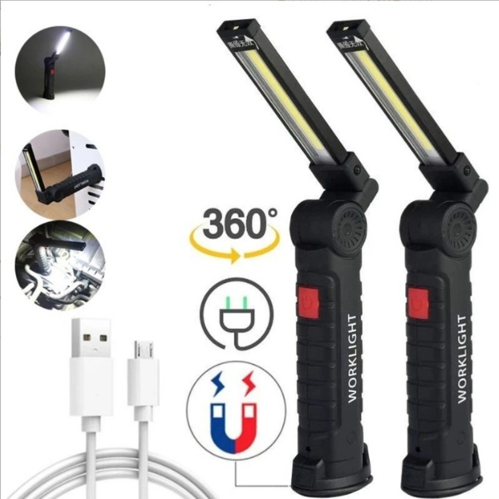 Đèn LED làm việc DOAOV78N COB, Đèn pin LED sạc USB có thể điều chỉnh độ sáng, Di động chống nước bền 360° Đèn kiểm tra xoay có móc khẩn cấp