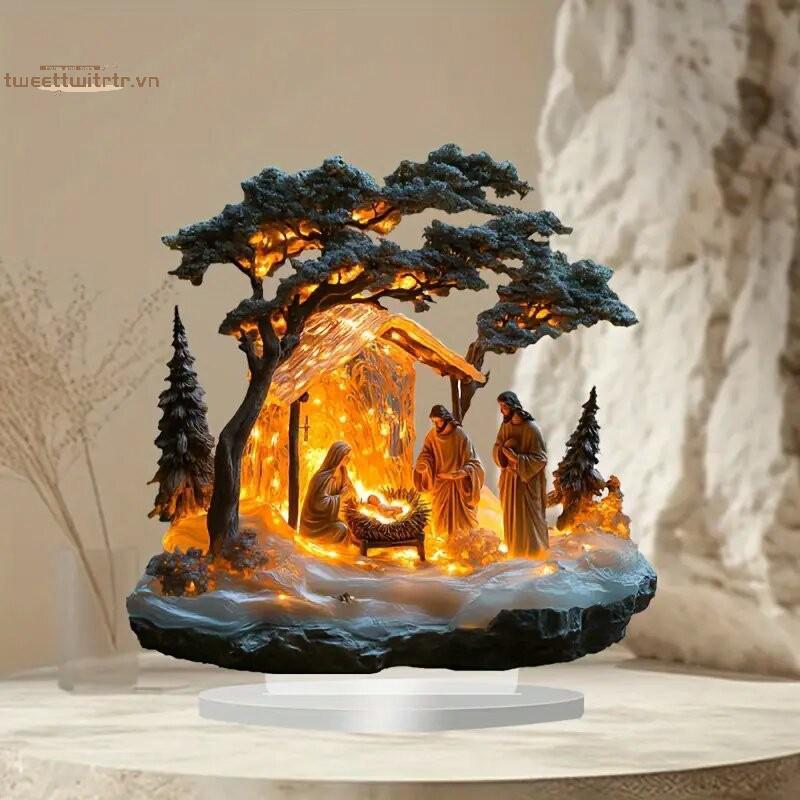 TRTR Mới Sáng Tạo Cây Giáng Sinh Ông Già Noel Acrylic Trang Trí Ngày Lễ VN