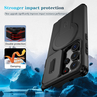 Dành Cho Samsung Galaxy S25 Ultra / S24 Ultra Ốp điện thoại Có Trượt Camera Cover Từ Mặt Sau Chân Đế Chống Sốc Mỏng Bao