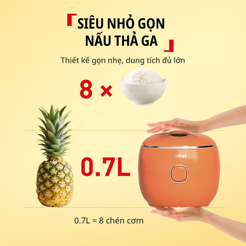 Nồi cơm điện tử Mini Tefal Pop RK535 - 0.7L - 8 chế độ nấu - Bảo hành chính hãng 24 tháng