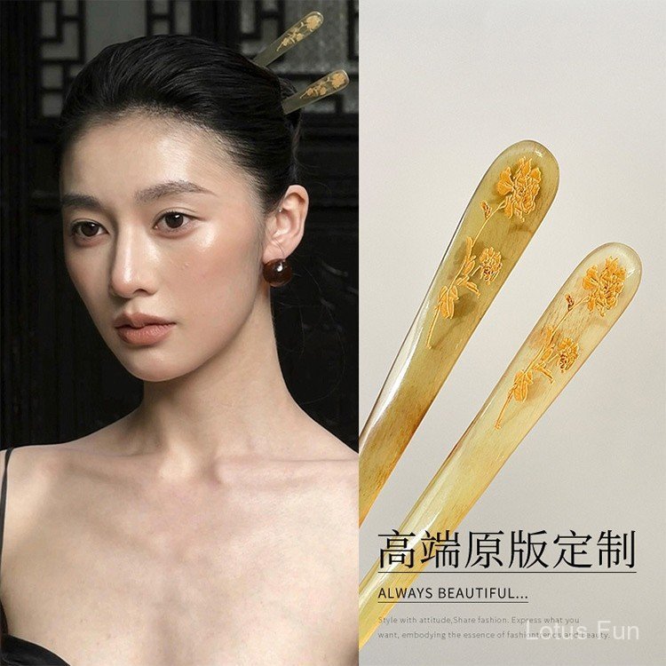 Kẹp tóc hoa mẫu đơn thật móng vuốt - Phụ kiện tóc cổ điển mới