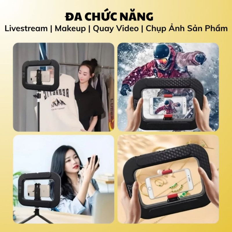 Đèn Livestream YM200, 3 Chế Độ Ánh Sáng, Di Động Tích Hợp Giá Đỡ Điện Thoại Hỗ Trợ Quay Video, Chụp Ảnh
