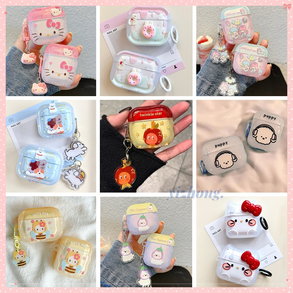 Ốp Tai Nghe Cho Airpods 4 Pro 3 2 1 Hoạt Hình Twinkle Hello Kitty Bee West Highland White Terrier Chó Dễ Thương TPU Mềm Chống Sốc Bluetooth Tai Nghe Không Dây Có Khóa Mặt Dây Chuyền