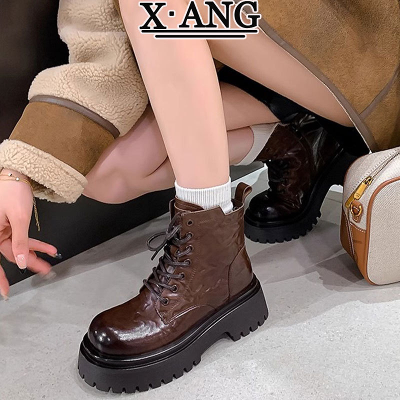 Phụ Nữ Đế Dày Tăng Cường Mùa Đông Phong Cách Mới Lông Cừu Dày Ấm Áp Giày Bốt Ngắn BLQI