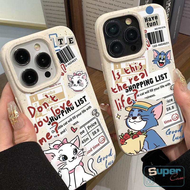 Ốp Lưng Tương Thích Cho IPhone 15 13 17 16 11 14 12 Pro Max XR Air X XS Max 13 12 17 16 7 Pro 8 14 15 6 6s 16 Plus SE 2020 Thời Trang Cặp Đôi Dễ Thương Mèo Marie Letter Doodle Bìa mềm