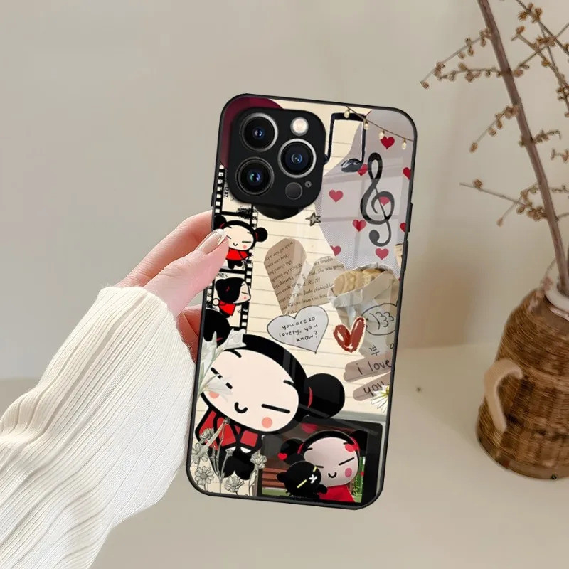 BL-1 Thời Trang Hoạt Hình Dễ Thương Pucca Ốp Điện Thoại Kính Cường Lực Cho IPhone 17, 13 12 XSPlus Mini X XR 8 7 6s SE2020 Cover 0809