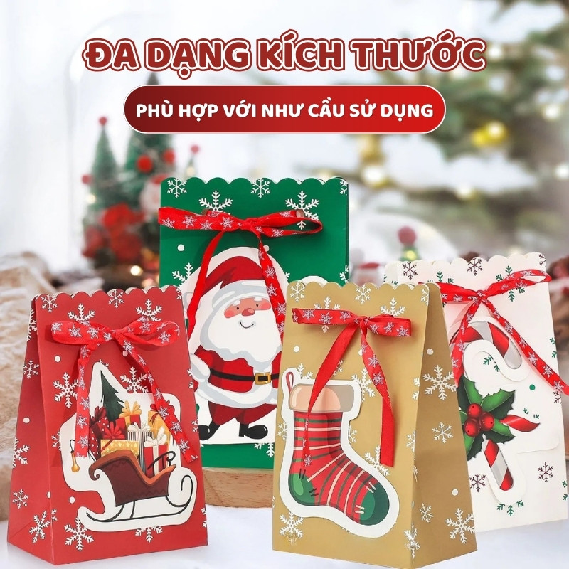 Túi Giấy Đựng Quà Noel – Phụ Kiện Gói Quà Lễ Hội Sang Trọng, Trang Trí Sinh Nhật Dễ Thương Dành Cho Bạn Bè