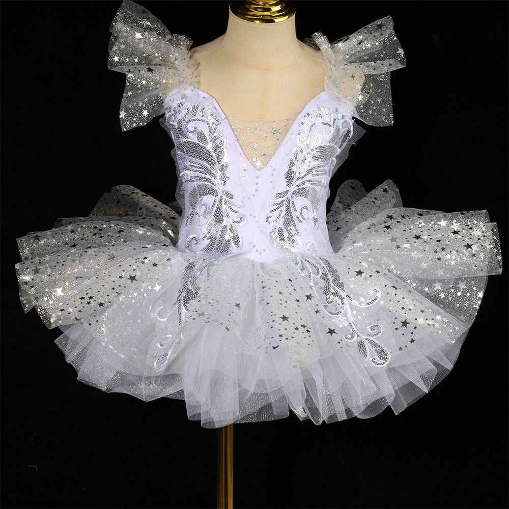 Đầm Ballet Trẻ Em SAIA, Tutu Ba Lê Trắng Hiện Đại, Đầm Dự Tiệc Thời Trang Champagne Sequin Đầm Công Chúa Trẻ Em