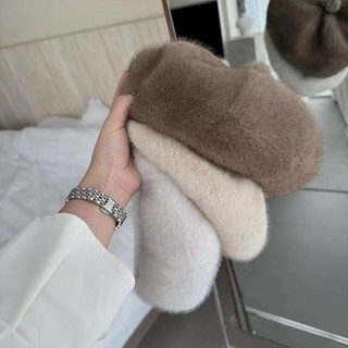 Mũ họa sĩ nghệ thuật bằng lông chồn giả, vintage dày ấm áp cho mùa đông