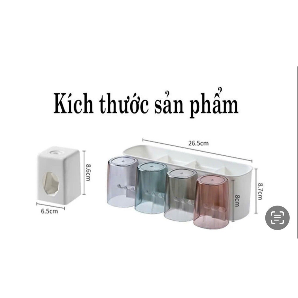 Bộ Nhả Kem Đánh Răng Tự Động - Kệ Dán Tường Đựng Đồ Nhà Tắm (Kèm miếng dán)