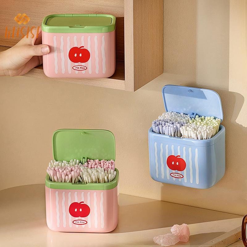Hộp đựng bông Qtip có nắp, tổ chức lưu trữ phòng tắm, hộp đựng trang điểm mới