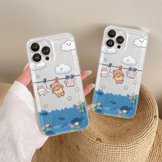 Ốp Lưng iPhone Gấu Mây Xinh Viền Thẳng Chống Sốc, Bảo Vệ Camera - iP 7/8/X/XS/11/12/13/14/15/16/17/Plus/Pro/Max/Air
