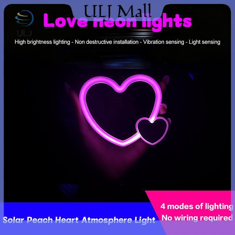 ULJ Xe Ô Tô Mới Cửa Sổ Tam Giác Năng Lượng Mặt Trời Hình Trái Tim Phát Sáng Khí Quyển Hình Trái Tim Đèn Nội Thất Dây Đèn LED Không Khí Ligh.