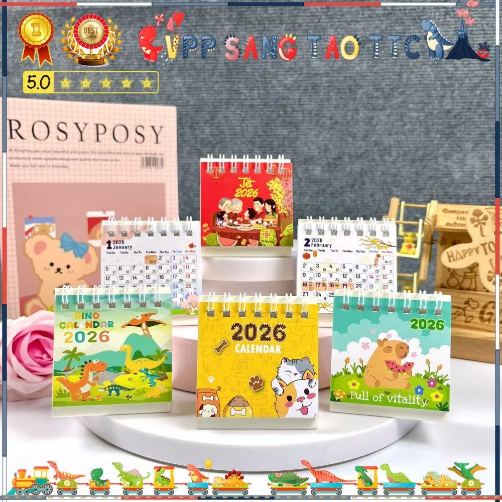 Lịch 2026 Để Bàn Mini 6.5x7 Cm, Có Ngày Âm Lịch Và Ghi Chú Các Ngày Lễ, Thiết Kế Nhỏ Gọn, In Độc Quy