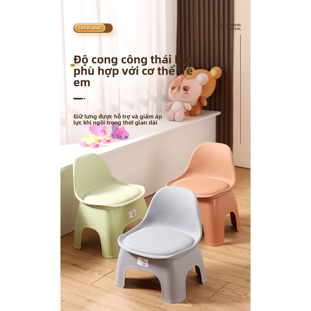 Ghế đẩu nhỏ bằng nhựa dày-Có tựa lưng Ghế đẩu thấp phổ biến cho trẻ em và người lớn-Có chức năng đa năng cho phòng khách, bàn cà phê Sofa