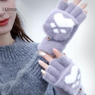 LUImo Làm Dày Nữ Găng Tay Ấm Áp Thời Trang Bé Gái Móng Vuốt Paw Sang Trọng Găng Tay Mềm Mại Sang Trọng Ngắn Ngón Nửa Ngón Găng Tay Mùa Đông SBS