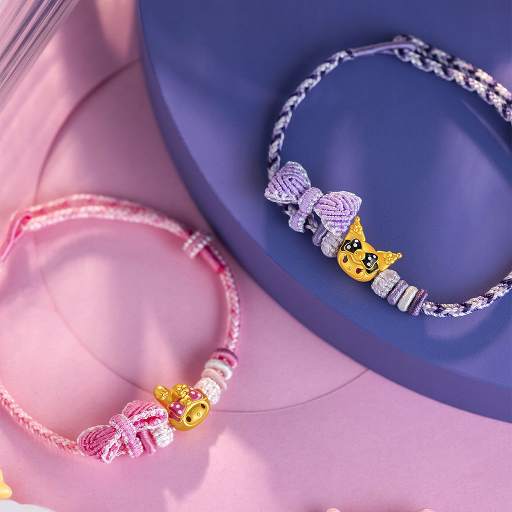 Kuromi Giai Điệu Cát Vàng Chuyển Hạt Vòng Tay Mạ 24k Vàng Thật Đính Hạt Mặt Dây Chuyền Handmade Tự Làm Phụ Kiện Phụ Kiện