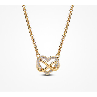 Vòng cổ collier hình trái tim vô cực mạ vàng 14K, lấp lánh - Dài 50cm