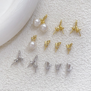 Mặt dây chuyền handmade mạ đồng vàng 14K với kim cương nhân tạo và ngọc trai zircon rỗng - Phụ kiện trang sức DIY