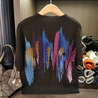 Miyake Xếp Ly Màu Tie-Dye In Hình Nữ Màu Gradient Tay Ngắn T-