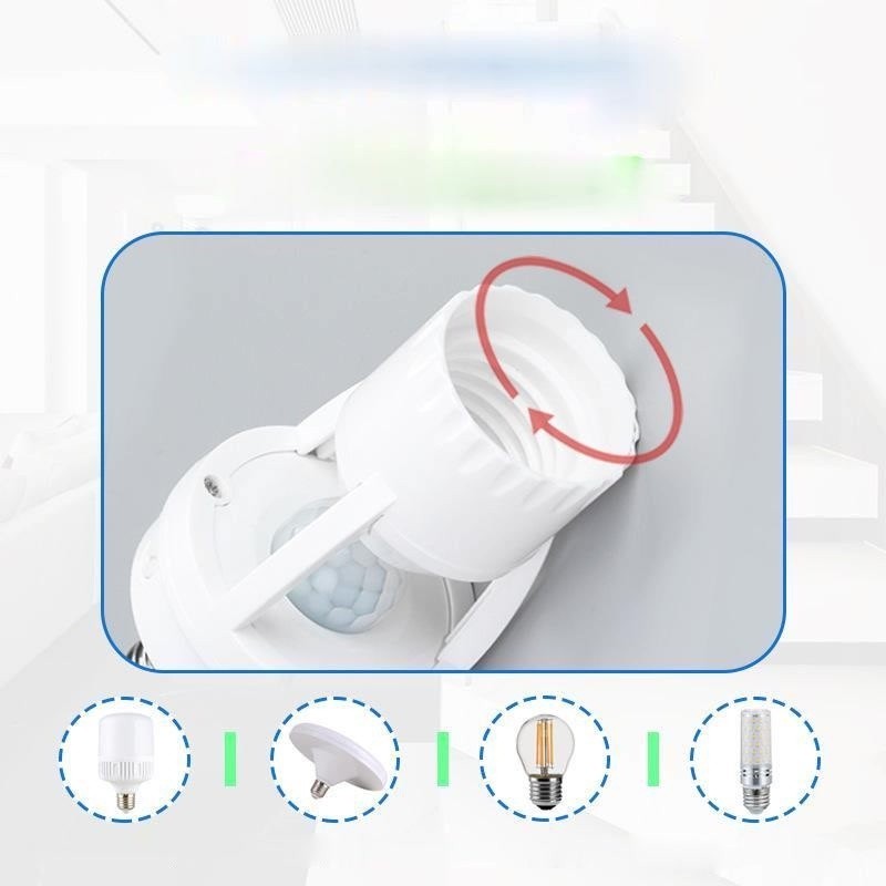 Đui đèn cảm biến E27 thông dụng, tương thích đèn LED, đèn tiết kiệm điện.