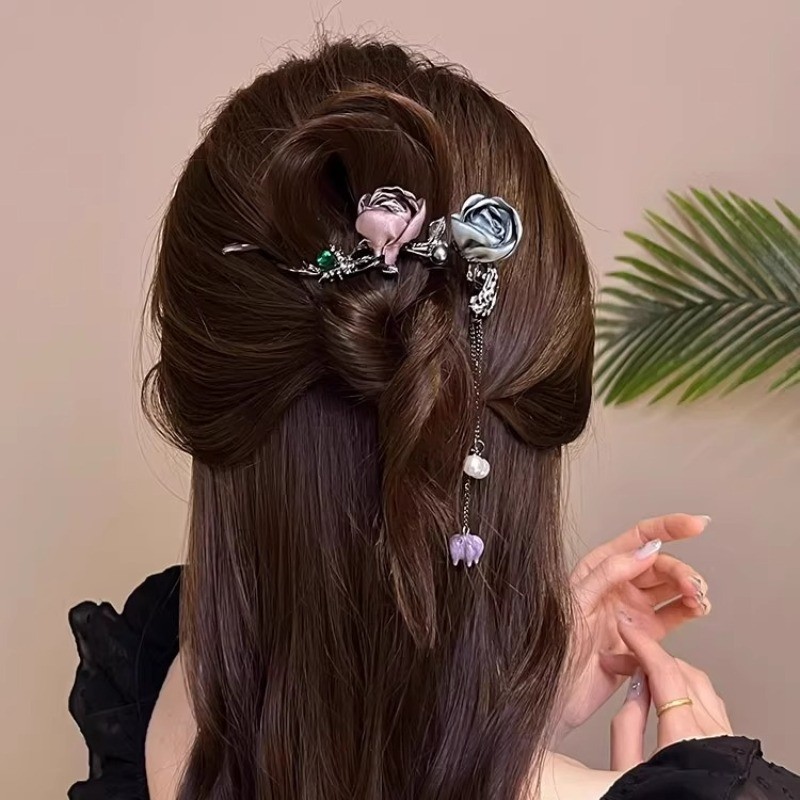 Kẹp Tóc Hoa Nữ Tính Khí Phong Cách Mới Thời Trang Kẹp Xoắn