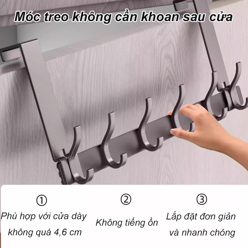 Thanh móc treo sau cánh cửa nhôm anod chống gỉ, treo cửa dễ dàng không khoan đục, Lắp đặt tiện lợi