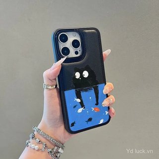 Kitten Heyu Đơn Giản Dễ Thương Vui Vẻ Mới Nhất Bán Chạy Túi Trống Da Hạt Bảo Vệ Thích Hợp Cho iPhone 17promax 15pro 13 14plus Chống Sốc 17air 14pro 16pro 15 13promax 17pro Ốp Điện Thoại Chống Sốc
