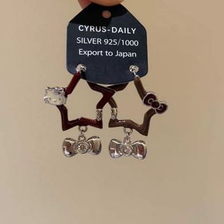 Bông tai nơ hình ngôi sao năm cánh màu đỏ phong cách Nhật Bản dành cho nữ