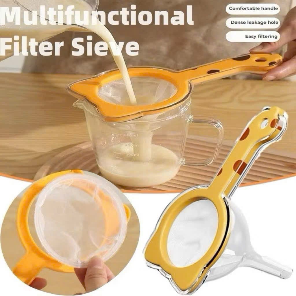 Rây Lọc Thức Ăn Nước Ép Chống Trào 2 Lớp, Tay Cầm Hình Thú Đáng Yêu, Lọc Siêu Mịn, Nhựa PP Cao Cấp An Toàn